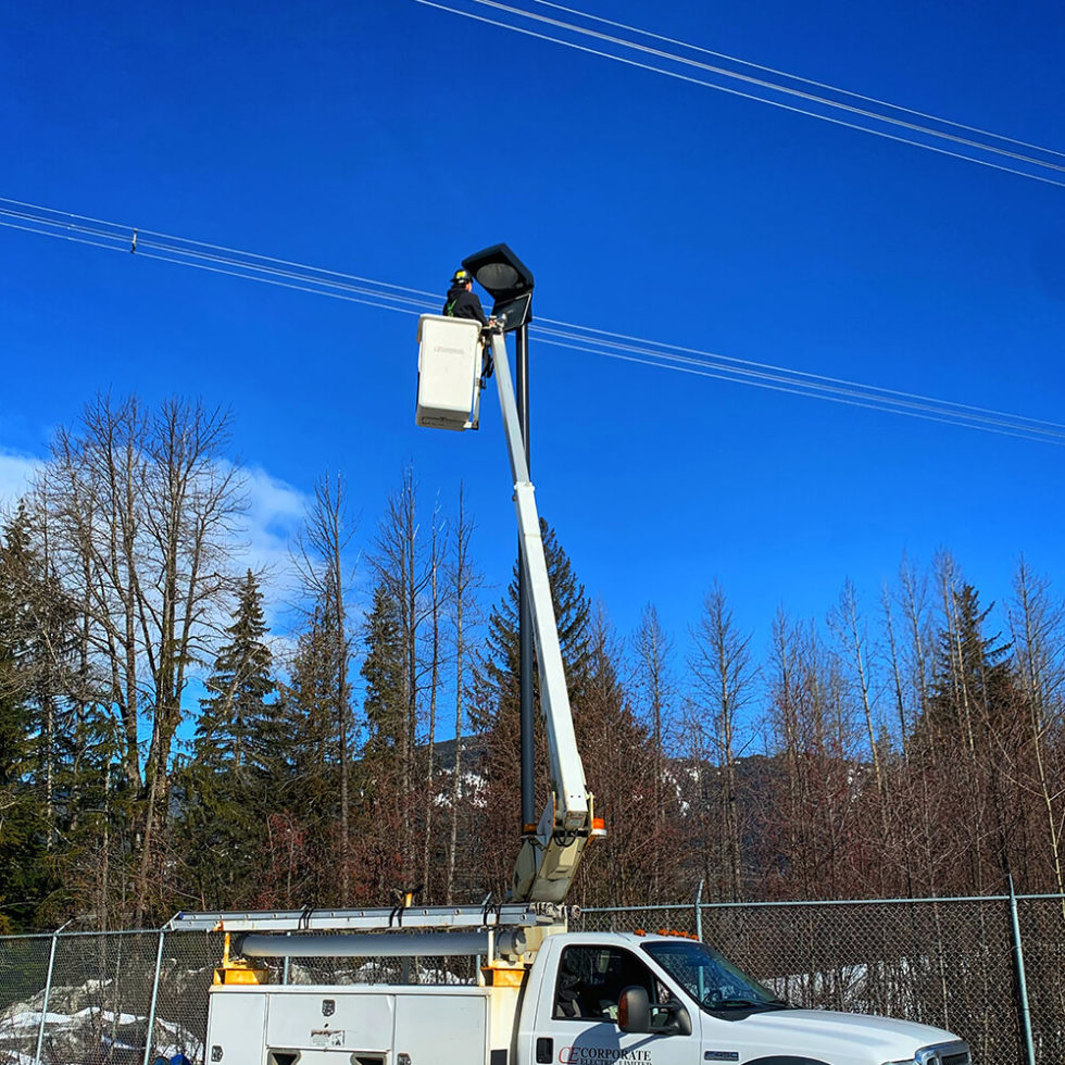 Commercial and industrial lighting installation in the field.